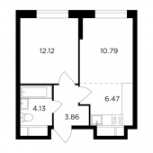 2-комнатная квартира 37,37 м²
