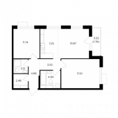 3-комнатная квартира 70,28 м²