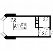 1-комнатная квартира 23.8 м²