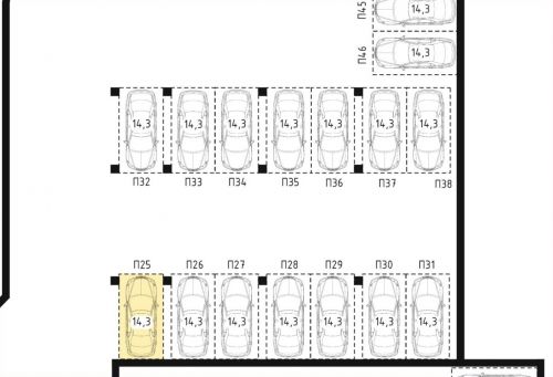 Машиноместа, 14.3 м²
