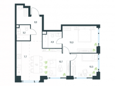 3-комнатная квартира 68,8 м²