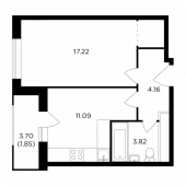 1-комнатная квартира 38,14 м²