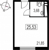 1-комнатная квартира 25,53 м²