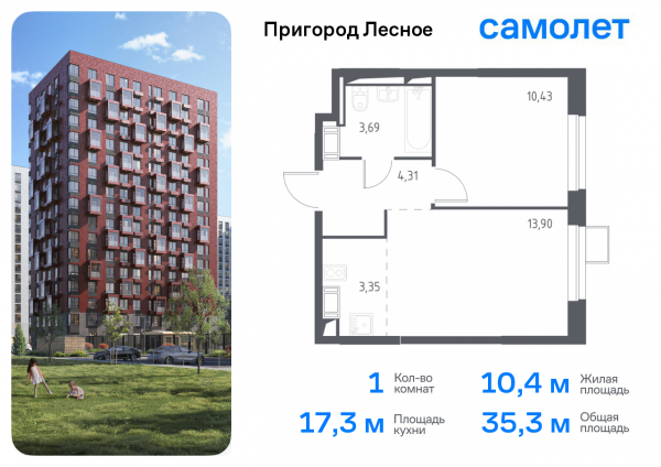 1 комната до 35.3