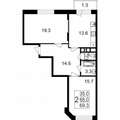 2-комнатная квартира 69,3 м²