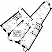 3-комнатная квартира 103,9 м²