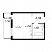 1-комнатная квартира 29,17 м²