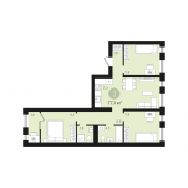 3-комнатная квартира 77,4 м²
