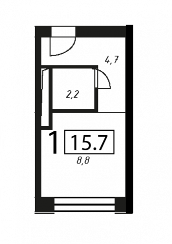 Студия, 15.7 м²