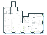 Многокомнатная, 95.1 м²