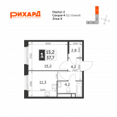 1-комнатная квартира 37,7 м²