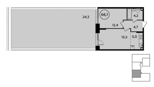 2-комнатная, 65.8 м²