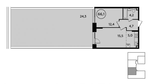 2 комнаты до 65.8