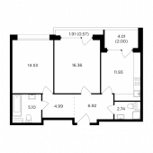 2-комнатная квартира 65,14 м²
