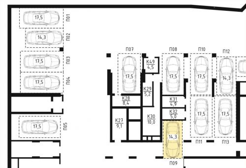 Машиноместа, 14.3 м²
