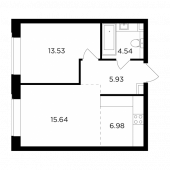 2-комнатная квартира 46,62 м²