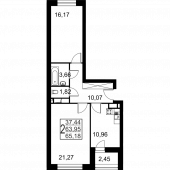 2-комнатная квартира 65,18 м²