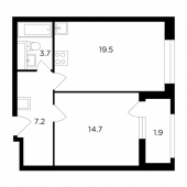 1-комнатная квартира 47 м²