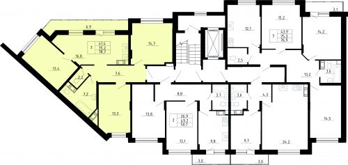 3-комнатная, квартира, 75.2 м²
