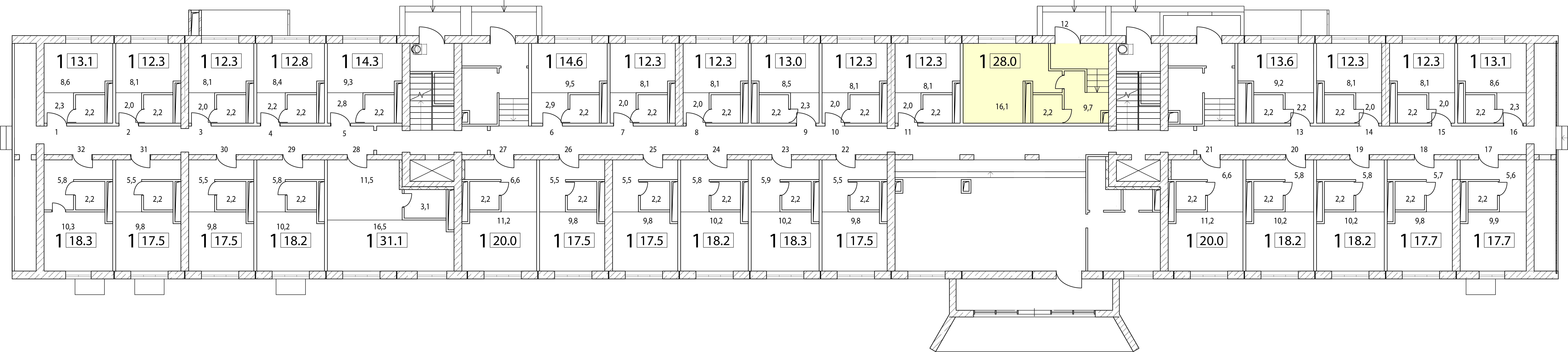 Квартира-студия №12, 28,0 м² за 10,10 млн руб. в ЖК «New Form Аминьевское» - планировка