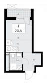 1-комнатная квартира 20,6 м²