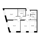 3-комнатная квартира 65,71 м²