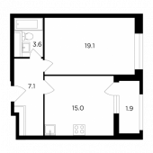 1-комнатная квартира 46,7 м²