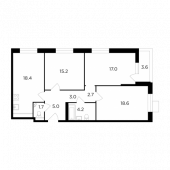 3-комнатная квартира 87,64 м²