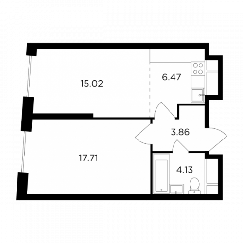 2-комнатная, 47.19 м²