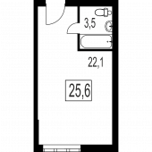 1-комнатная квартира 25,6 м²