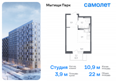 1-комнатная квартира 22 м²