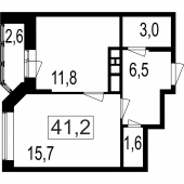 2-комнатная квартира 38,6 м²