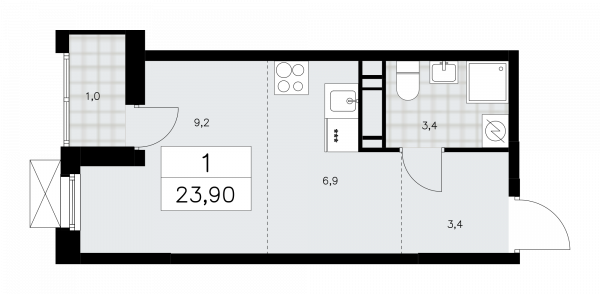 1 комната до 23.9