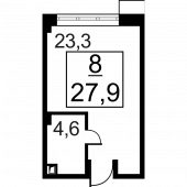 1-комнатная квартира 27.9 м²