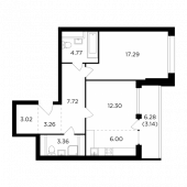 2-комнатная квартира 60,49 м²