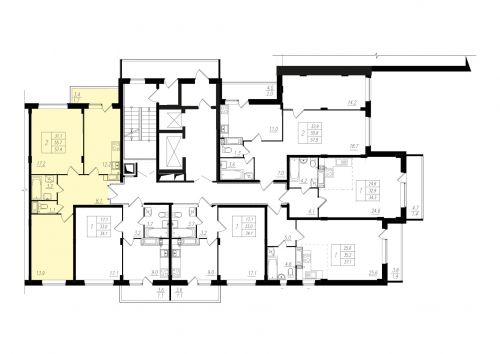 2-комнатная, квартира, 55.9 м²
