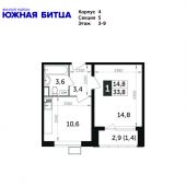1-комнатная квартира 33,8 м²