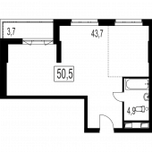 2-комнатная квартира 50,5 м²