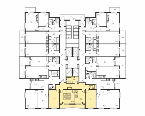 3-комнатная, квартира, 71.6 м²