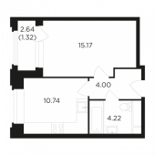 1-комнатная квартира 35,34 м²