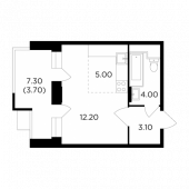 1-комнатная квартира 28 м²