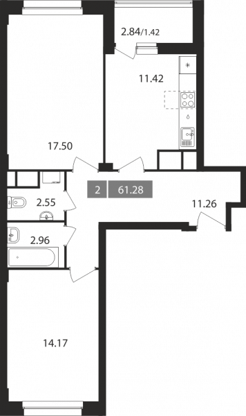 2 комнаты до 61.28