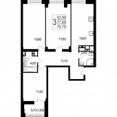 3-комнатная квартира 78,76 м²