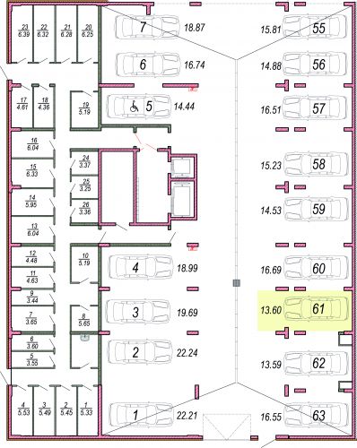 Машиноместа, 13.6 м²