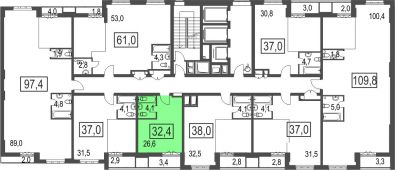 1-комнатная квартира 32,4 м²