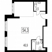 2-комнатная квартира 54,3 м²
