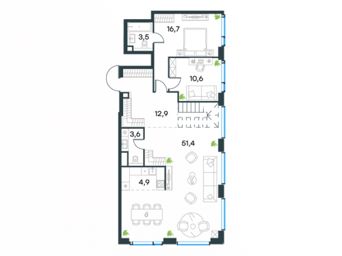 Многокомнатная, 170.6 м²