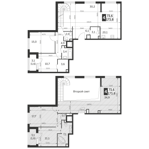 Многокомнатная, квартира, 173.8 м²
