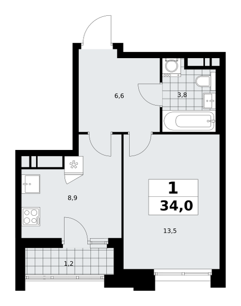 1 комната до 34
