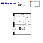 1-комнатная квартира 36 м²